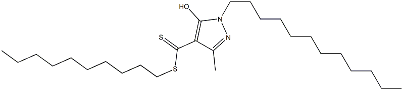 1-Dodecyl-3-methyl-5-hydroxy-1H-pyrazole-4-dithiocarboxylic acid decyl ester 구조식 이미지