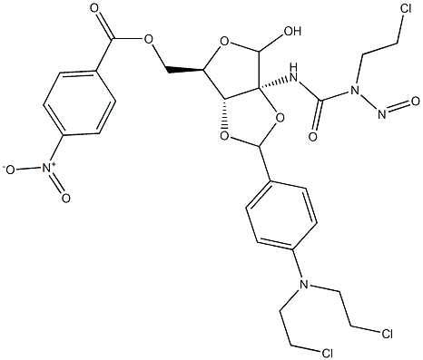 1-[2-O,3-O-[p-[Bis(2-chloroethyl)amino]benzylidene]-5-O-(p-nitrobenzoyl)-D-ribofuranos-2-yl]-3-(2-chloroethyl)-3-nitrosourea 구조식 이미지