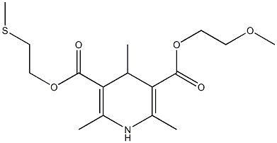 2,6-Dimethyl-4-methyl-1,4-dihydropyridine-3,5-dicarboxylic acid 3-[2-(methylthio)ethyl]5-(2-methoxyethyl) ester 구조식 이미지