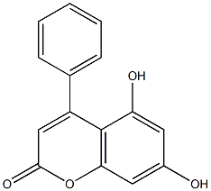 4-Phenyl-5,7-dihydroxycoumarin 구조식 이미지