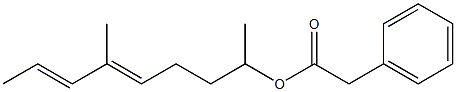 Phenylacetic acid 1,5-dimethyl-4,6-octadienyl ester 구조식 이미지