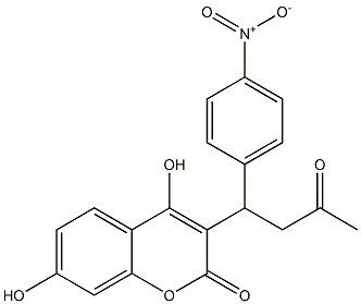 3-[3-Oxo-1-(4-nitrophenyl)butyl]-4,7-dihydroxy-2H-1-benzopyran-2-one 구조식 이미지