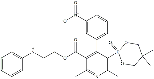 2,6-Dimethyl-5-(5,5-dimethyl-2-oxo-1,3,2-dioxaphosphorinan-2-yl)-4-(3-nitrophenyl)-3-pyridinecarboxylic acid 2-(phenylamino)ethyl ester 구조식 이미지
