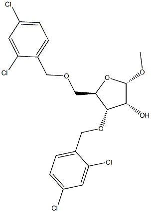 Methyl 3,5-Di-O-(2,4-dichloro-benzyl)-alpha-D- ribofuranoside 구조식 이미지