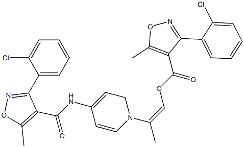 1-Aza-2-(4-((3-(2-chlorophenyl)-5-methylisoxazol-4-yl)carbonylamino)phenyl)prop-1-enyl 3-(2-chlorophenyl)-5-methylisoxazole-4-carboxylate 구조식 이미지