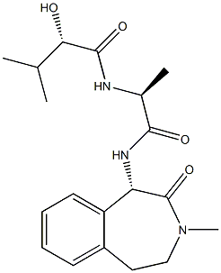 (S)-2-Hydroxy-3-methyl-N-((S)-1-((S)-3-methyl-2-oxo-2,3,4,5-tetrahydro-1H-benzo[d]azepin-1-ylamino)-1-oxopropan-2-yl)butanamide 구조식 이미지