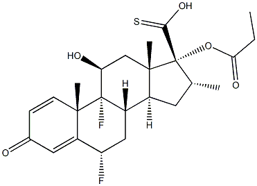 6A,9A-DIFLUORO-11BETA-HYDROXY-16A-METHYL-3-OXO-17A-(PROPIONYLOXY)-ANDROSTA-1,4-DIENE-17BETA-CARBOTHIOIC ACID 구조식 이미지