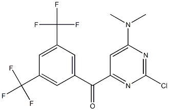 (3,5-Bis(trifluoromethyl)phenyl)(2-chloro-6-(dimethylamino)pyrimidin-4-yl)methanone Structure