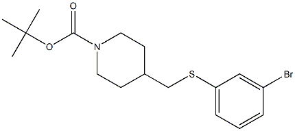 4-(3-Bromo-phenylsulfanylmethyl)-piperidine-1-carboxylic acid tert-butyl ester 구조식 이미지