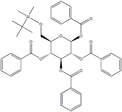 1,2,3,4-Tetra-O-benzoyl-6-O-tert-butyldimethylsilyl-b-D-glucopyranose 구조식 이미지