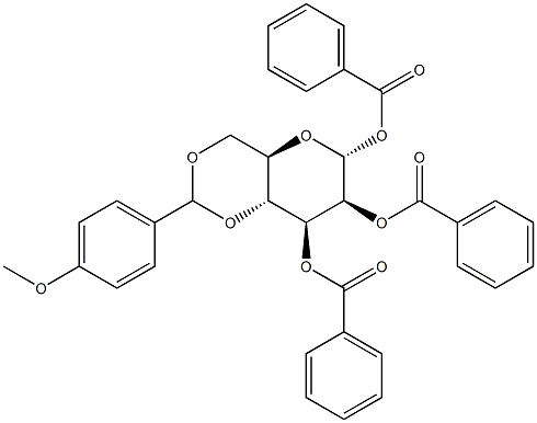 1,2,3-Tri-O-benzoyl-4,6-O-(4-methoxybenzylidene)-a-D-mannopyranose Structure