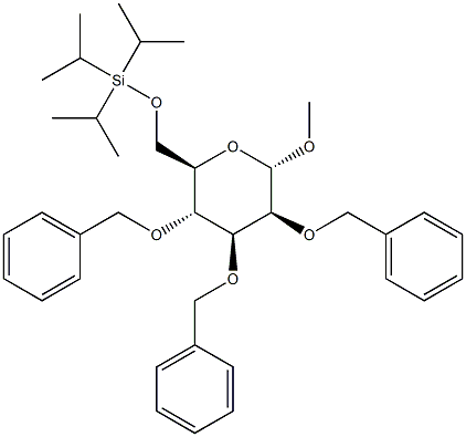 Methyl 2,3,4-tri-O-benzyl-6-O-triisopropylsilyl-a-D-mannopyranoside 구조식 이미지