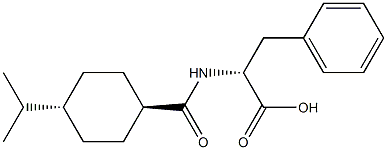 (-)-N-(trans-4-isopropylcyclohexylcarbonyl)-D-phenylalanine Structure