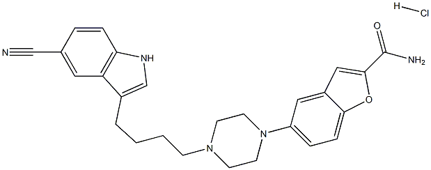 5-[4-[4-(5-Cyanoindol-3-yl)butyl]piperazin-1-yl]benzofuran-2-carboxamide hydrochloride Structure