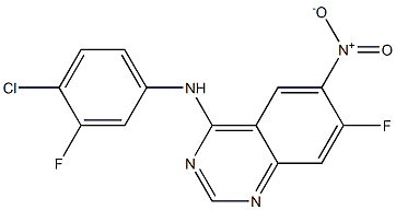 (4-Chloro-3-fluoro-phenyl)-(7-fluoro-6-nitro-quinazolin-4-yl)-amine 구조식 이미지