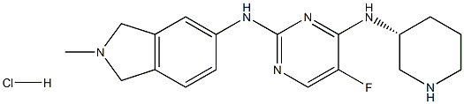 (R)-5-fluoro-N2-(2-methylisoindolin-5-yl)-N4-(piperidin-3-yl)pyrimidine-2,4-diamine hydrochloride Structure