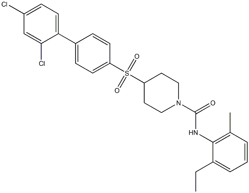 4-[(2',4'-DICHLOROBIPHENYL-4-YL)SULFONYL]-N-(2-ETHYL-6-METHYLPHENYL)PIPERIDINE-1-CARBOXAMIDE 구조식 이미지