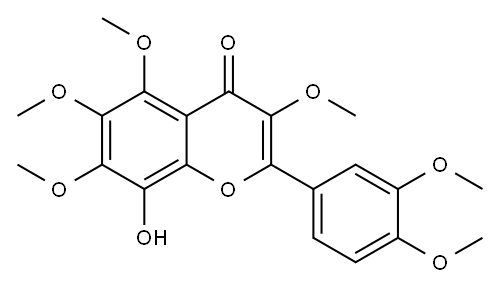 8-Hydroxy-3,5,6,7,3′,4′-hexamethoxyflavone 구조식 이미지
