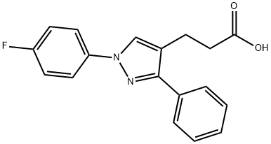 JR-6872, 3-(1-(4-Fluorophenyl)-3-phenyl-1H-pyrazol-4-yl)propanoic acid, 97% 구조식 이미지