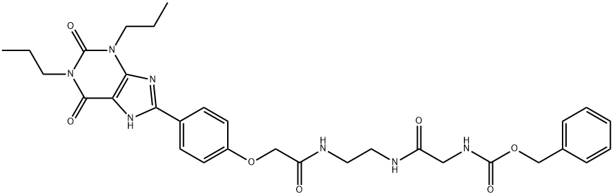 Carbamic acid, [2-oxo-2-[[2-[[[4-(2,3,6,7-tetrahydro-2,6-dioxo-1,3-dipropyl-1H-purin-8-yl)phenoxy]acetyl]amino]ethyl]amino]ethyl]-, phenylmethyl ester (9CI) Structure