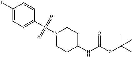 Carbamic acid, N-[1-[(4-fluorophenyl)sulfonyl]-4-piperidinyl]-, 1,1-dimethylethyl ester Structure