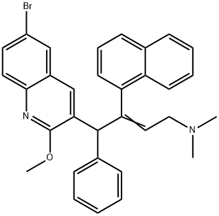 2-Buten-1-amine, 4-(6-bromo-2-methoxy-3-quinolinyl)-N,N-dimethyl-3-(1-naphthalenyl)-4-phenyl- 구조식 이미지