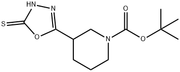 tert-Butyl 3-(5-Sulfanyl-1,3,4-oxadiazol-2-yl)piperidine-1-carboxylate 구조식 이미지