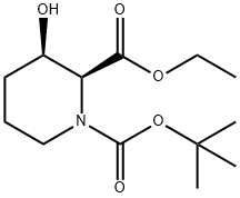 rel-1-(tert-butyl) 2-ethyl (2R,3S)-3-hydroxypiperidine-1,2-dicarboxylate Structure