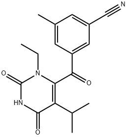 Benzonitrile, 3-[[3-ethyl-1,2,3,6-tetrahydro-5-(1-methylethyl)-2,6-dioxo-4-pyrimidinyl]carbonyl]-5-methyl- Structure