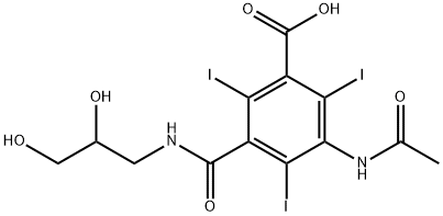 Benzoic acid, 3-(acetylamino)-5-[[(2,3-dihydroxypropyl)amino]carbonyl]-2,4,6-triiodo- Structure