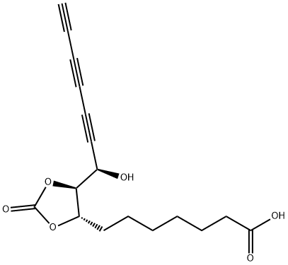 (4S-(4alpha,5beta(S')))-5-(1-Hydroxy-2,4,6-heptatriynyl)-2-oxo-1,3-dioxolane-4-heptanoic acid Structure