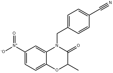 Benzonitrile, 4-[(2,3-dihydro-2-methyl-6-nitro-3-oxo-4H-1,4-benzoxazin-4-yl)methyl]- Structure