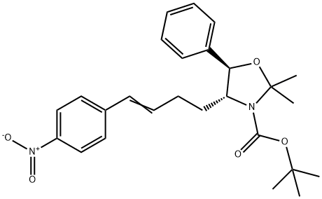 3-Oxazolidinecarboxylic acid, 2,2-dimethyl-4-[4-(4-nitrophenyl)-3-buten-1-yl]-5-phenyl-, 1,1-dimethylethyl ester, (4R,5R)- Structure