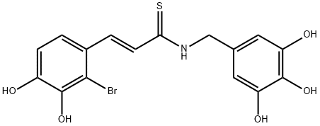 2-Propenethioamide, 3-(2-bromo-3,4-dihydroxyphenyl)-N-[(3,4,5-trihydroxyphenyl)methyl]-, (2E)- 구조식 이미지