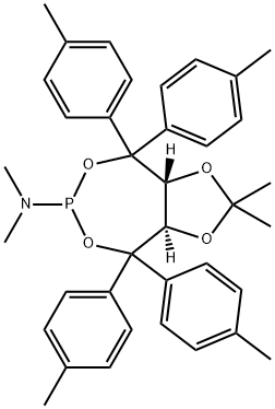 1,3-Dioxolo[4,5-e][1,3,2]dioxaphosphepin-6-amine, tetrahydro-N,N,2,2-tetramethyl-4,4,8,8-tetrakis(4-methylphenyl)-, (3aR,8aR)- Structure