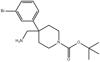 1-Piperidinecarboxylic acid, 4-(aminomethyl)-4-(3-bromophenyl)-, 1,1-dimethyleth… Structure