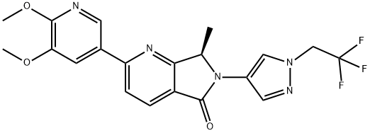 5H-Pyrrolo[3,4-b]pyridin-5-one, 2-(5,6-dimethoxy-3-pyridinyl)-6,7-dihydro-7-methyl-6-[1-(2,2,2-trifluoroethyl)-1H-pyrazol-4-yl]-, (7R)- Structure