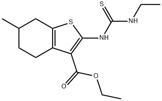 Benzo[b]thiophene-3-carboxylic acid, 2-[[(ethylamino)thioxomethyl]amino]-4,5,6,7-tetrahydro-6-methyl-, ethyl ester Structure