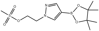 1H-Pyrazole-1-ethanol, 4-(4,4,5,5-tetramethyl-1,3,2-dioxaborolan-2-yl)-, 1-methanesulfonate 구조식 이미지