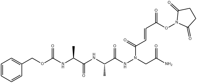 L-Alanine, N-[(phenylmethoxy)carbonyl]-L-alanyl-, 2-(2-amino-2-oxoethyl)-2-[(2E)-4-[(2,5-dioxo-1-pyrrolidinyl)oxy]-1,4-dioxo-2-buten-1-yl]hydrazide Structure