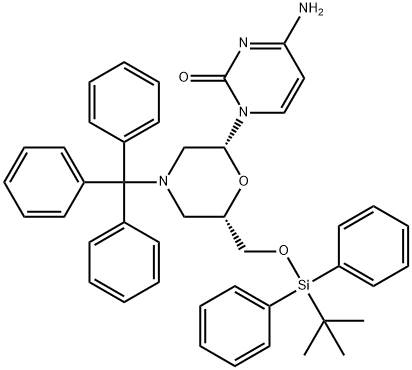 7-O-(tert-butyldiphenylsilyl)-N-trityl morpholinocytidine Structure