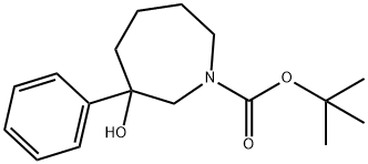 1H-Azepine-1-carboxylic acid, hexahydro-3-hydroxy-3-phenyl-, 1,1-dimethylethyl e… Structure