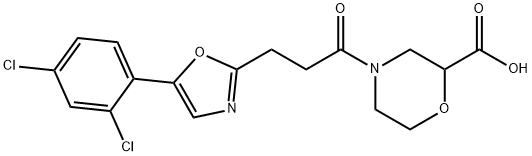 2-Morpholinecarboxylic acid, 4-[3-[5-(2,4-dichlorophenyl)-2-oxazolyl]-1-oxopropyl]- Structure