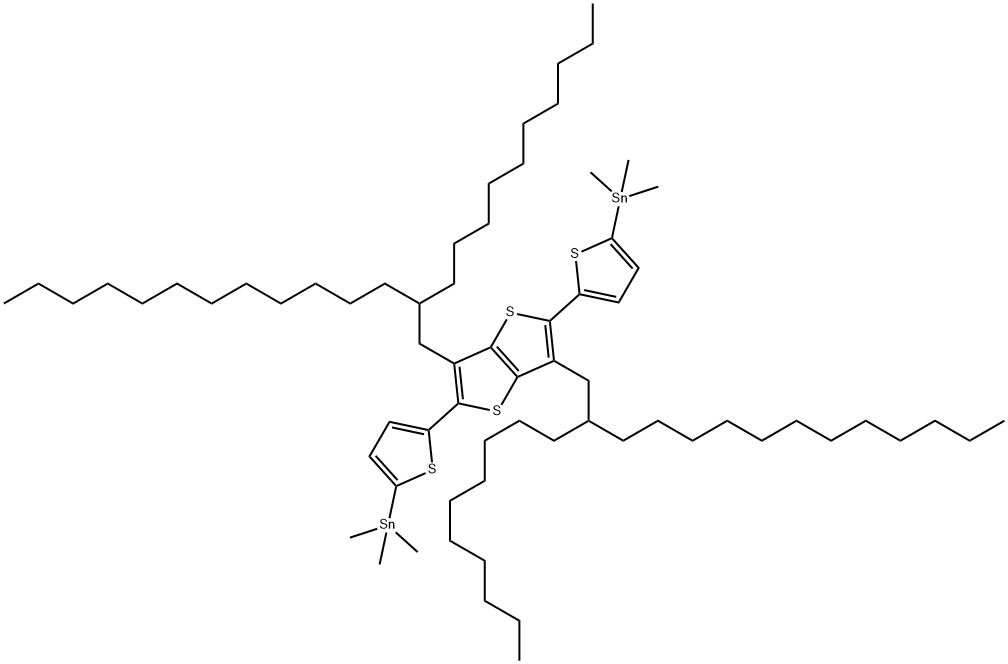 Stannane, 1,1'-[[3,6-bis(2-decyltetradecyl)thieno[3,2-b]thiophene-2,5-diyl]di-5,2-thiophenediyl]bis[1,1,1-trimethyl- Structure