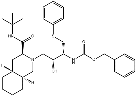 [3S-(3S,4aS,8aS,2’R,3’R)]-2-[3’-N-CBz-amino-2’-hydroxy-4’-(phenyl)thio]butyldecahydroisoquinoline-3-N-t-butylcarboxamide 구조식 이미지