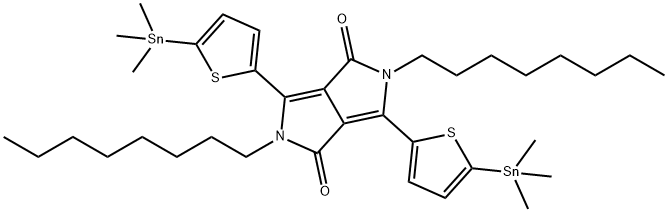 2,5-Dihydro-2,5-dioctyl-3,6-bis[5-(trimethylstannyl)-2-thienyl]pyrrolo[3,4-c]pyrrole-1,4-dione 구조식 이미지