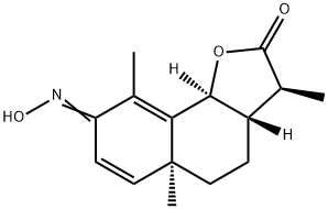 (3S)-8-Hydroxyimino-3aβ,4,5,5a,8,9bα-hexahydro-3β,5aα,9-trimethylnaphtho[1,2-b]furan-2(3H)-one 구조식 이미지