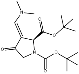 (2S) tert-butyl N-(tert-butoxycabonyl)-3-[(dimethylamino)methylidene]-4-oxoprolinate Structure