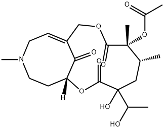 12-(Acetyloxy)-15,20-dihydro-15,20-dihydroxy-4-methyl-4,8-secosenecionan-8,11,16-trione 구조식 이미지