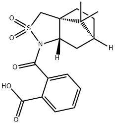 Benzoic acid, 2-[[(3aR,6S,7aS)-tetrahydro-8,8-dimethyl-2,2-dioxido-3H-3a,6-methano-2,1-benzisothiazol-1(4H)-yl]carbonyl]- 구조식 이미지